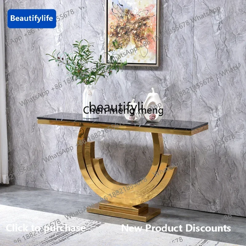 183ff Light luxury entrance table stainless steel titanium creative entrance cabinet marble entrance table against the wall
183ff Light luxury entrance table stainless steel titanium creative entrance cabinet marble entrance table against the wall