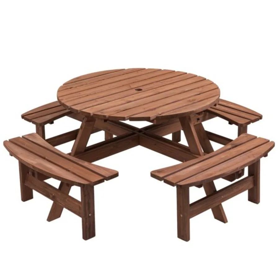 8Person Outdoor Circular Wooden Picnic Table with 3 Builtin Benches for Patio Backyard Garden Gray
8Person Outdoor Circular Wooden Picnic Table with 3 Builtin Benches for Patio Backyard Garden Gray