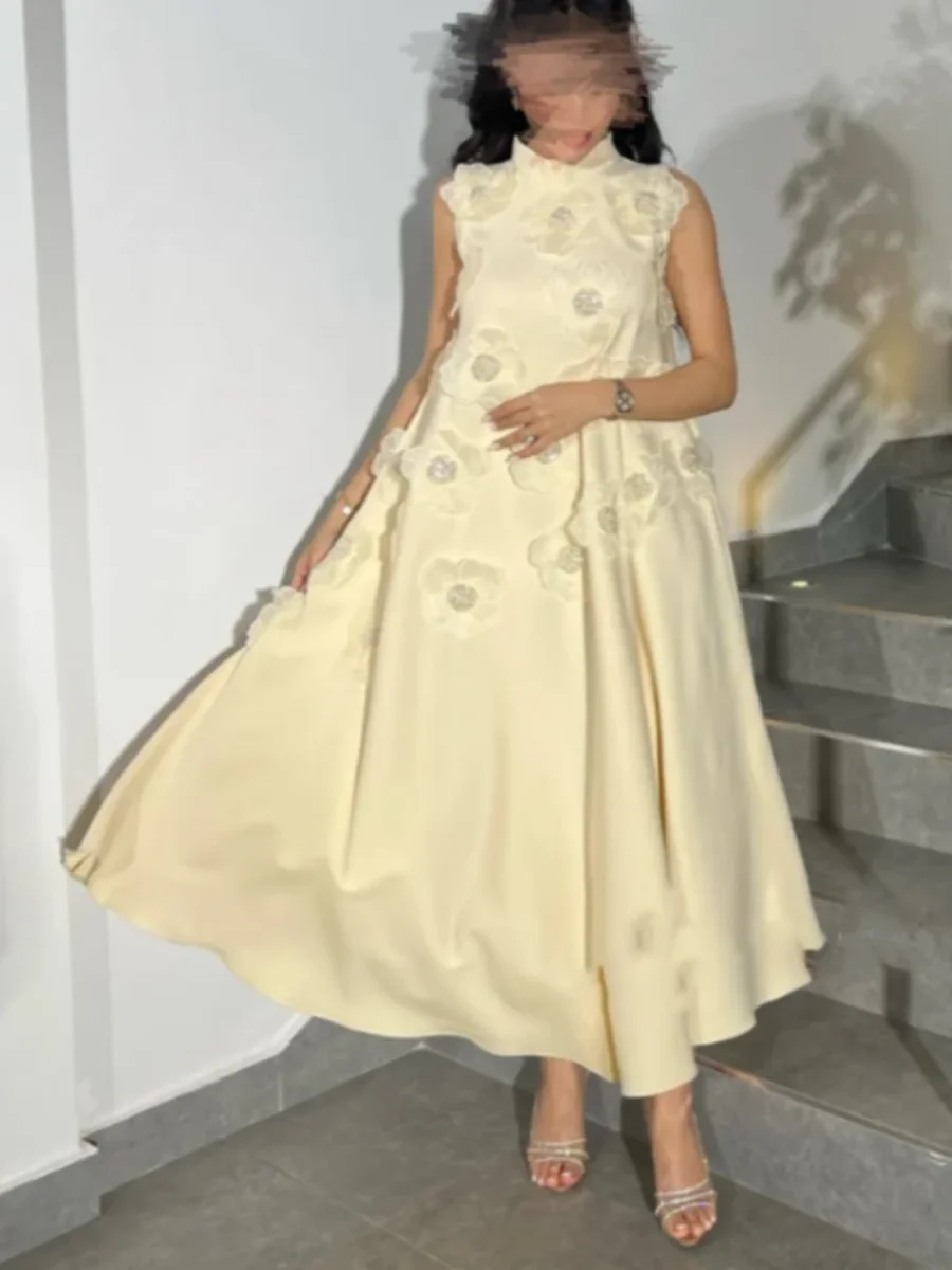 Customized Elegant High Neck Sleeveless 3D Flowers Party Gown New Design Evening Dress Women
Customized Elegant High Neck Sleeveless 3D Flowers Party Gown New Design Evening Dress Women