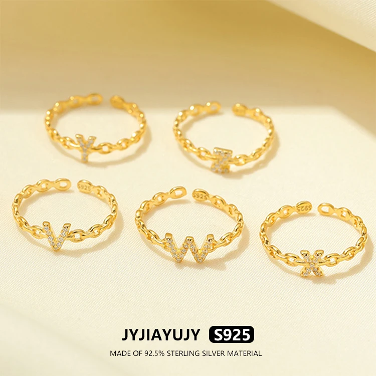 JYJIAYUJY 100% Whole Original Sterling Silver S925 Adjustable Ring Cross Chain Style A-Z Zircon Letter Zircon Fashion JYR50
JYJIAYUJY 100% Whole Original Sterling Silver S925 Adjustable Ring Cross Chain Style A-Z Zircon Letter Zircon Fashion JYR50