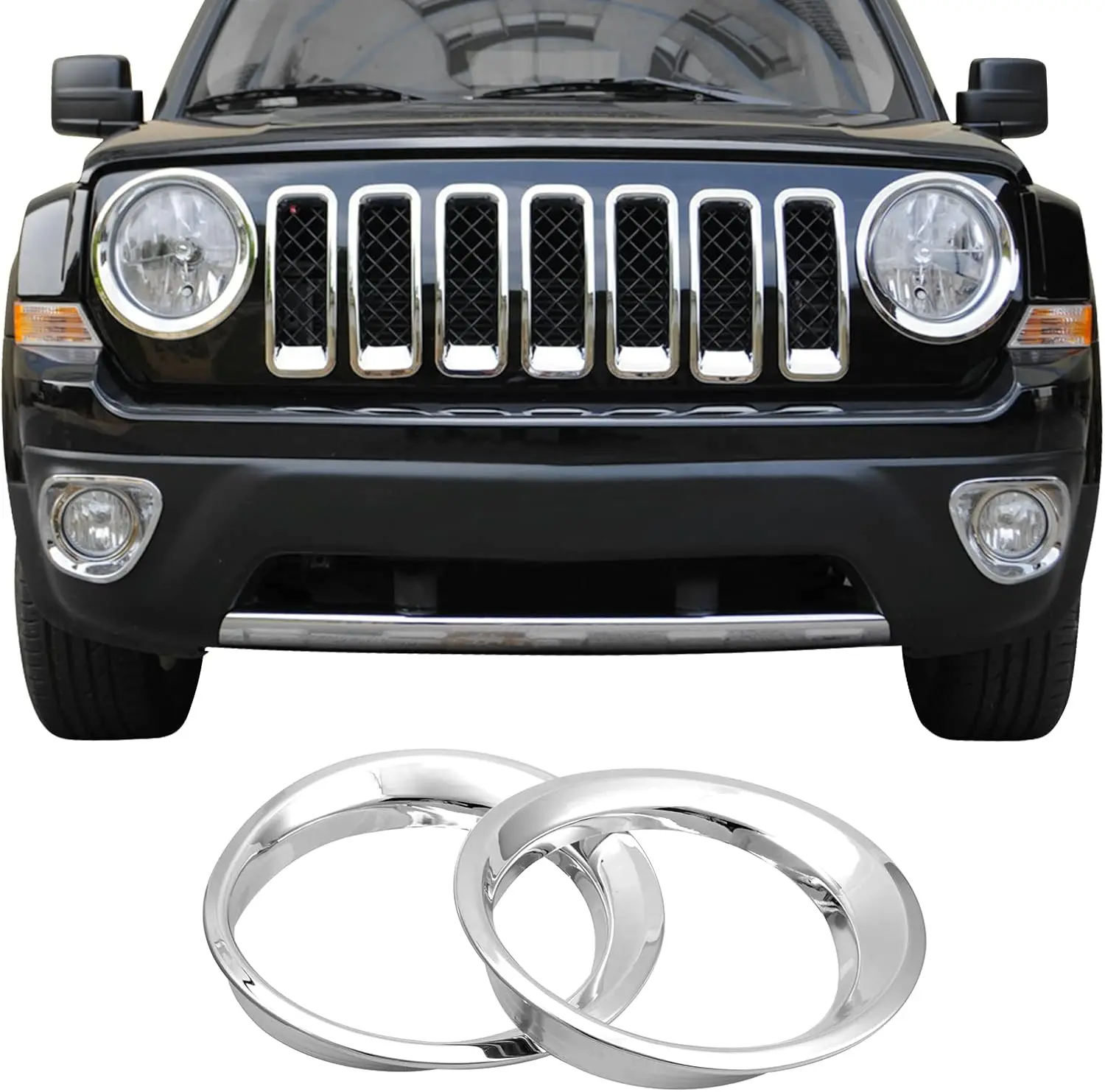 Front Headlight Bezels Cover Trim for Jeep Patriot 2011-2016 (Chrome)
Front Headlight Bezels Cover Trim for Jeep Patriot 2011-2016 (Chrome)
