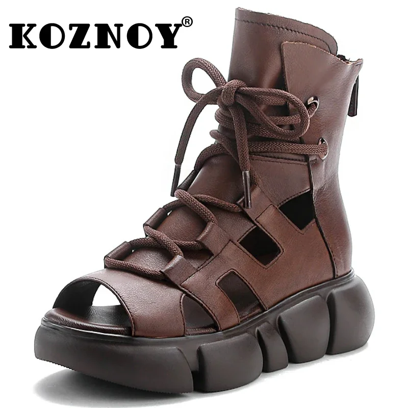 Koznoy 5cm Women Boots Natural Cow Genuine Leather Slides Hollow Breathable Elegant Summer Ankle Platform Sandals Wedge Shoes
Koznoy 5cm Women Boots Natural Cow Genuine Leather Slides Hollow Breathable Elegant Summer Ankle Platform Sandals Wedge Shoes