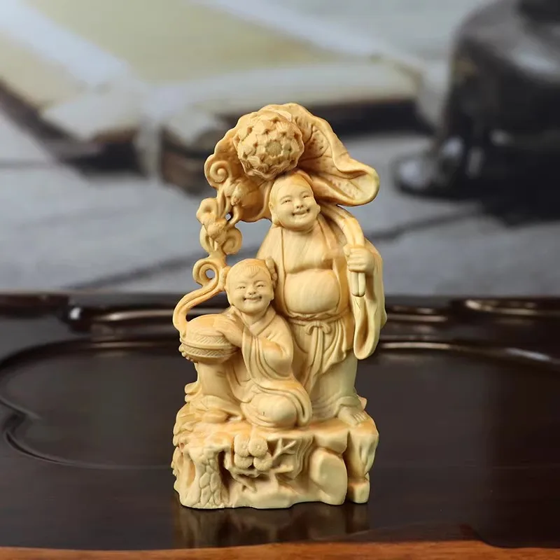 "He He Er Xian" Boxwood Carving - Twin Immortals of Harmony & Union, Brings Happiness & Prosperity, Handheld Worry Stone for Hom
"He He Er Xian" Boxwood Carving - Twin Immortals of Harmony & Union, Brings Happiness & Prosperity, Handheld Worry Stone for Hom