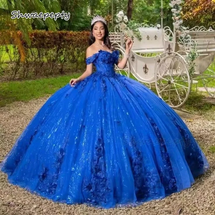 Off Shoulder Quinceanera Dress Royal Blue Glitter Sequins Ball Gown Princess Vestido de quinceañera Customized Sweet 16 Dresses
Off Shoulder Quinceanera Dress Royal Blue Glitter Sequins Ball Gown Princess Vestido de quinceañera Customized Sweet 16 Dresses