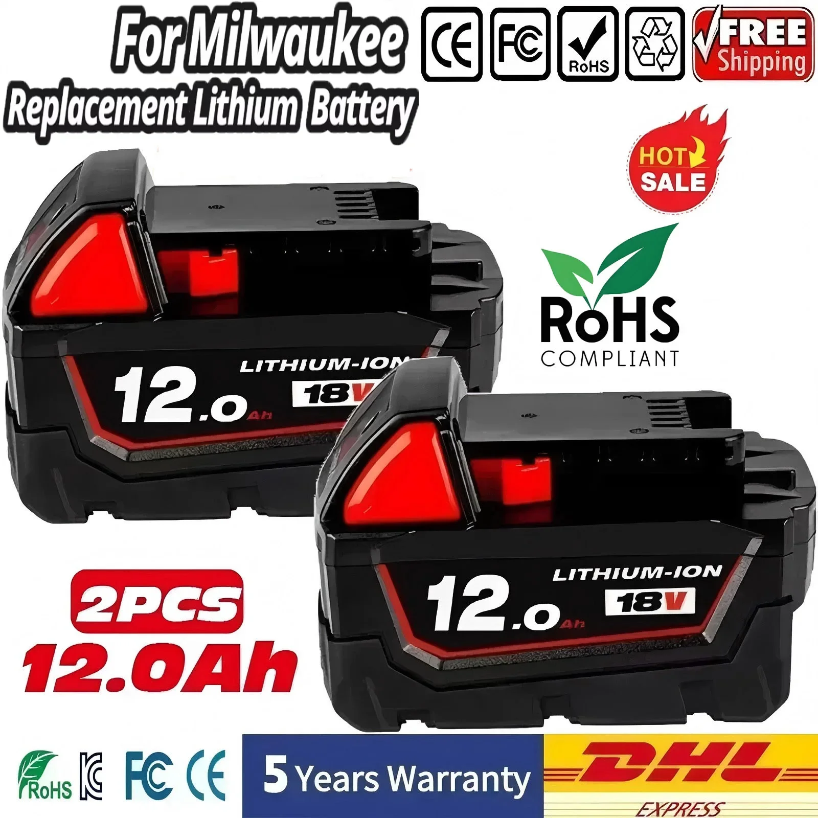 Upgraded 12.0Ah For Milwaukee M18 Power Tool Battery, Charger, BR, XC, 18V, M18B5, 48-11-1860, 48-11-1850, 48-11-1815 2604-20
Upgraded 12.0Ah For Milwaukee M18 Power Tool Battery, Charger, BR, XC, 18V, M18B5, 48-11-1860, 48-11-1850, 48-11-1815 2604-20
