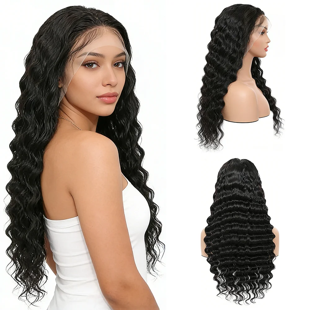 13x4 Lace Front Wig Synthetic Hair Loose Deep Wave Natural Black Pre Plucked Transparent Lace Frontal Wig for Women Daily Party
13x4 Lace Front Wig Synthetic Hair Loose Deep Wave Natural Black Pre Plucked Transparent Lace Frontal Wig for Women Daily Party