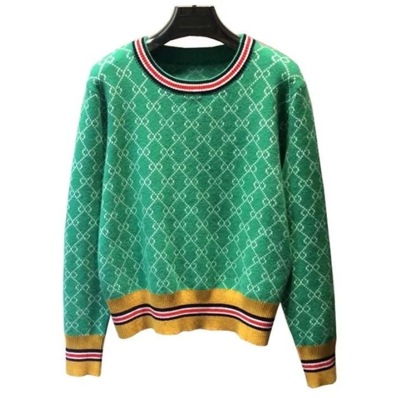 American Winter Loose Pink Green Patterned Jacquard Sweater Korean Style Pullover Round Neck Geometric Clash Casual Jumper Tops
American Winter Loose Pink Green Patterned Jacquard Sweater Korean Style Pullover Round Neck Geometric Clash Casual Jumper Tops