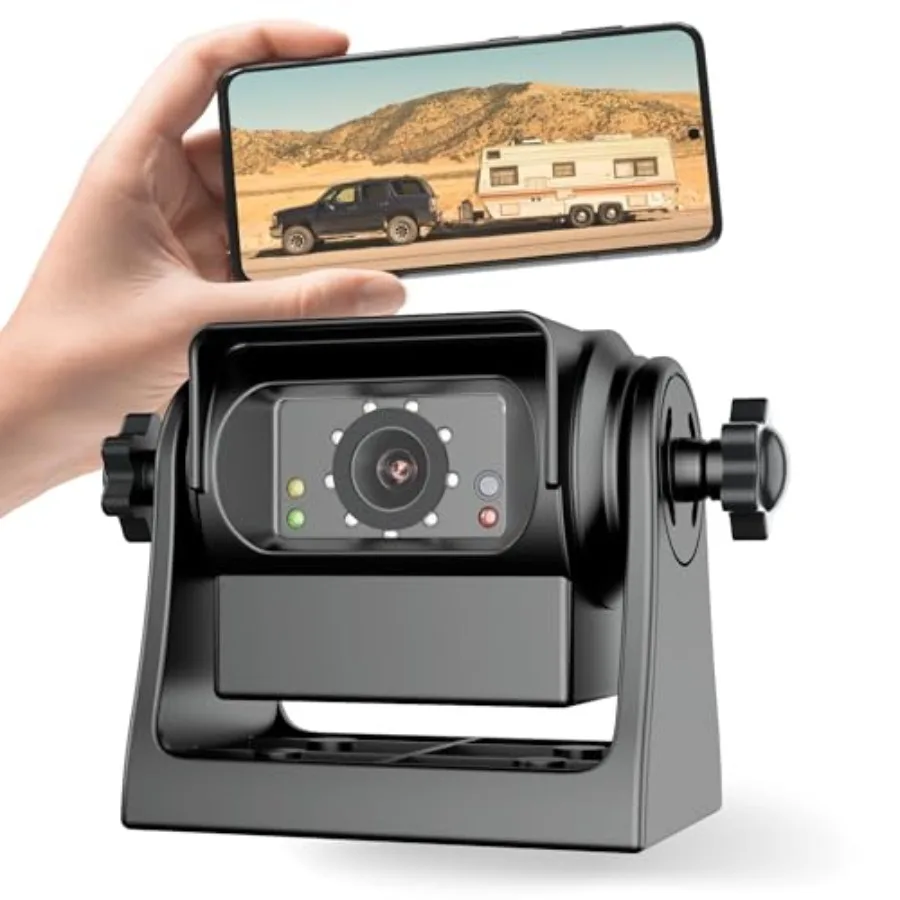Wireless backup camera for RV, trailer, truck: strong magnetic mount, rechargeable battery, WiFi connectivity, black, real-time
Wireless backup camera for RV, trailer, truck: strong magnetic mount, rechargeable battery, WiFi connectivity, black, real-time