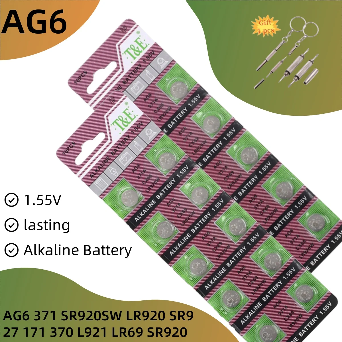 2-50PCS 1.55V AG6 371 SR920SW LR920 SR927 171 370 L921 LR69 SR920 Button Batteries For Watch Toys Remote Cell Coin Battery
2-50PCS 1.55V AG6 371 SR920SW LR920 SR927 171 370 L921 LR69 SR920 Button Batteries For Watch Toys Remote Cell Coin Battery