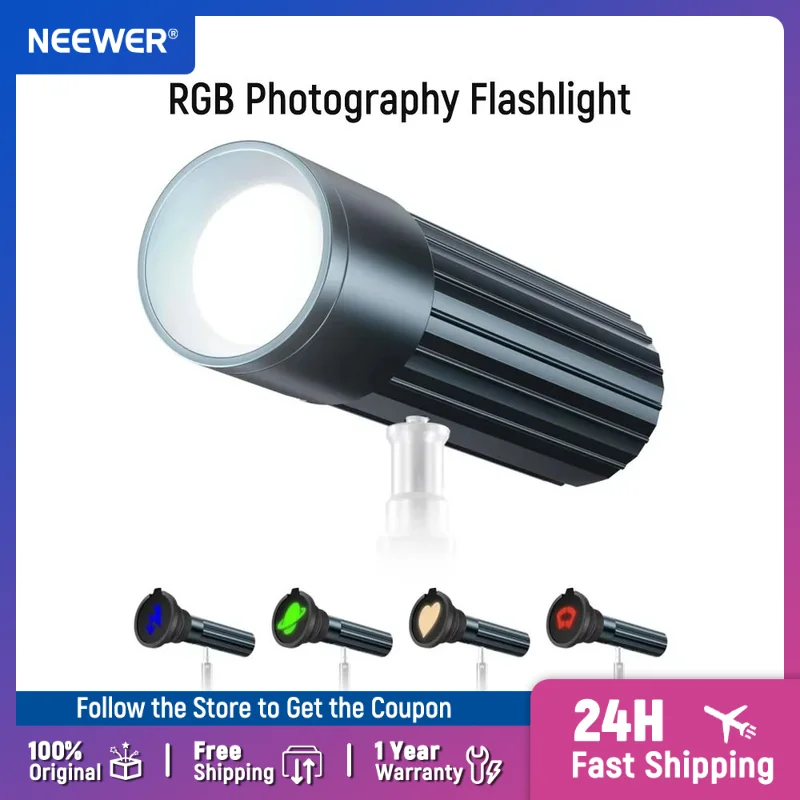 NEEWER Basics RGB Photography Flashlight 4 Colors/20 GOBO Filters/5000Ah 12W 6500K Portable LED Video Spotlight
NEEWER Basics RGB Photography Flashlight 4 Colors/20 GOBO Filters/5000Ah 12W 6500K Portable LED Video Spotlight