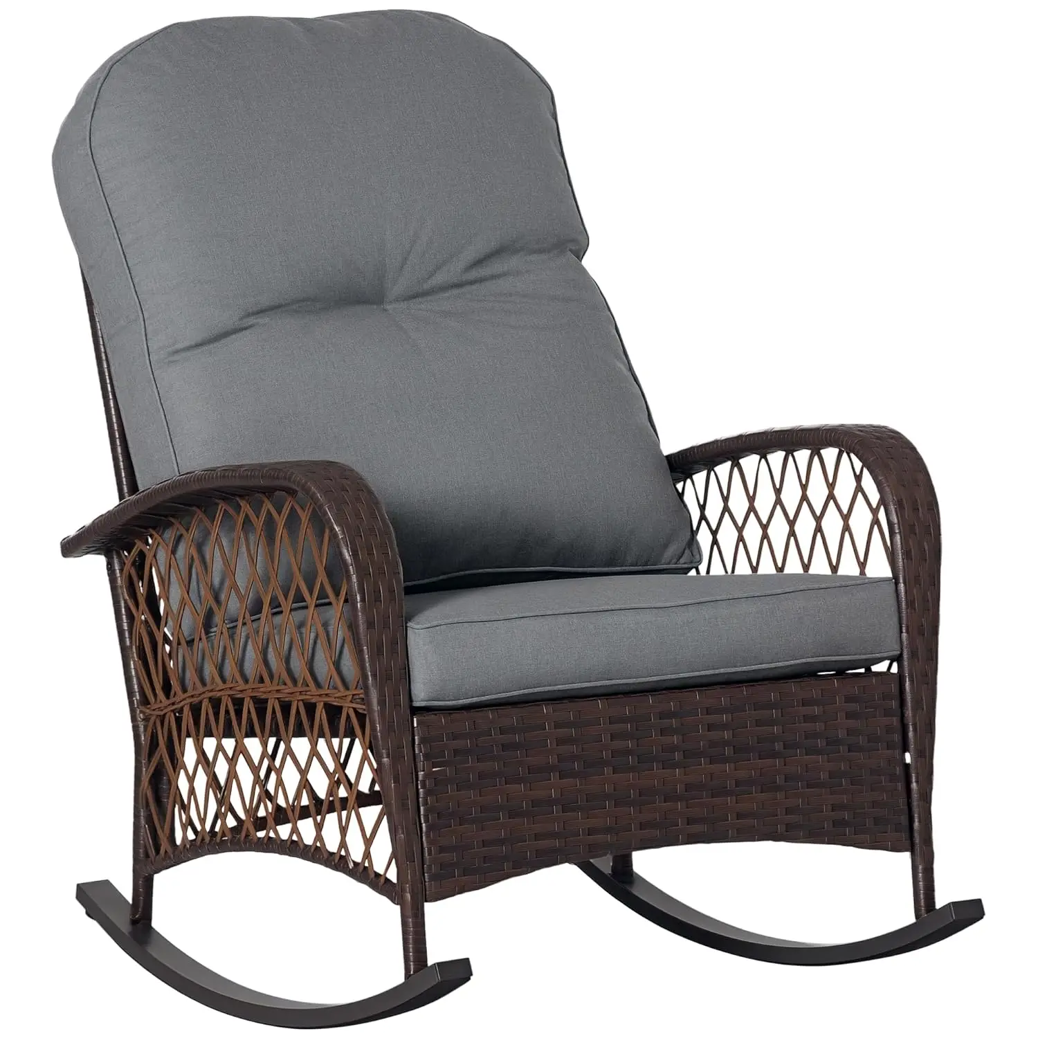 Outdoor Wicker Rocking Chair Wide Seat Thickened Cushion Steel Frame Patio Garden Backyard Gray Customized
Outdoor Wicker Rocking Chair Wide Seat Thickened Cushion Steel Frame Patio Garden Backyard Gray Customized