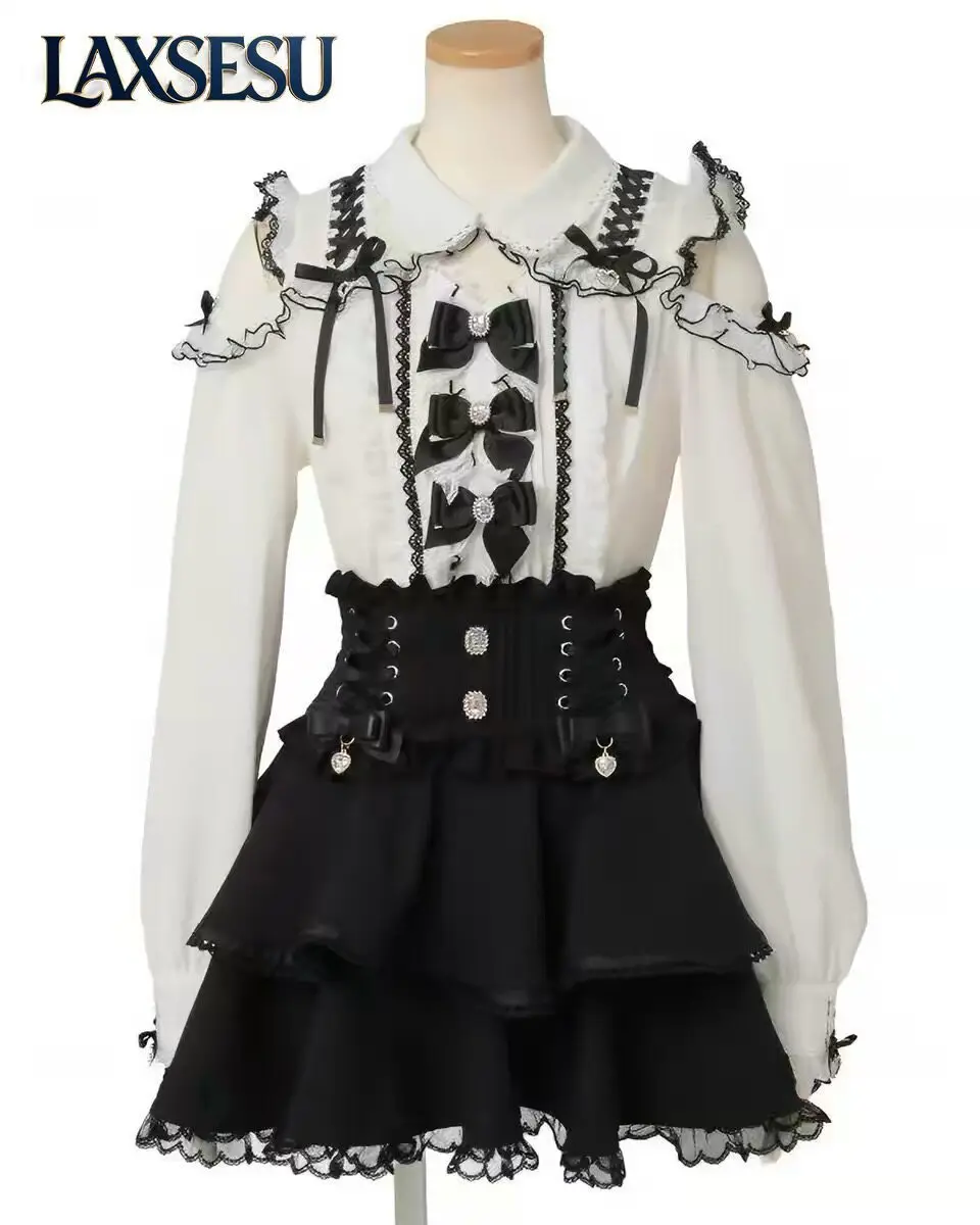 Spring Autumn Women Tops Japanese Style Lolita Shirts Sweet Blouse Lace Patchwork Hollow Out Shoulder Long Sleeve Shirt
Spring Autumn Women Tops Japanese Style Lolita Shirts Sweet Blouse Lace Patchwork Hollow Out Shoulder Long Sleeve Shirt