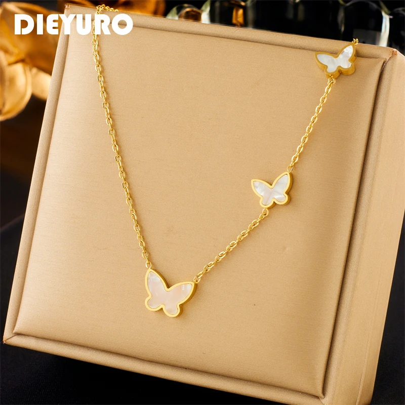 DIEYURO 316L Stainless Steel Butterfly Pendant Necklace For Women Girl New Trend Clavicle Chain Non-fading Jewelry Gifts Collier
DIEYURO 316L Stainless Steel Butterfly Pendant Necklace For Women Girl New Trend Clavicle Chain Non-fading Jewelry Gifts Collier