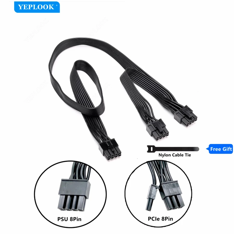 PSU 8Pin to PCIe Dual 8Pin 6+2Pin GPU Power Cable for Corsair HX1200, HX1000, HX850, HX750 HX Modular Power, Flat Cable 60+20 CM
PSU 8Pin to PCIe Dual 8Pin 6+2Pin GPU Power Cable for Corsair HX1200, HX1000, HX850, HX750 HX Modular Power, Flat Cable 60+20 CM