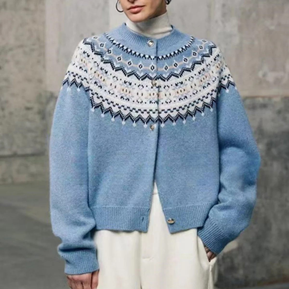 Maxdutti Nordic Women's Sweater Cardigan Minimalist Vintage Jacquard Sweater Quality Merino Wool Knitwear Woman Clothes Tops
Maxdutti Nordic Women's Sweater Cardigan Minimalist Vintage Jacquard Sweater Quality Merino Wool Knitwear Woman Clothes Tops