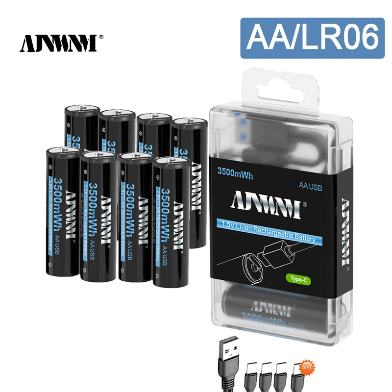 USB AA Lithium battery 1.5V Li-ion AA 2A Cell Rechargeable Battery 3500MWH For MP3 Player Thermometer mp3 player
USB AA Lithium battery 1.5V Li-ion AA 2A Cell Rechargeable Battery 3500MWH For MP3 Player Thermometer mp3 player