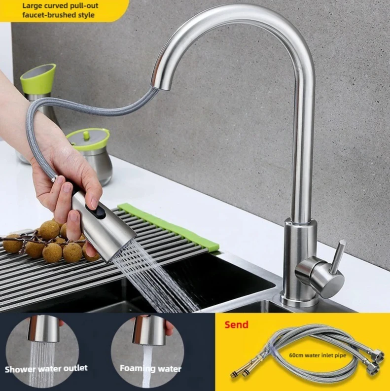 for Kitchen Sink Bathroom Basin Tap Hot & Cold Water Easy DIY Installation Stainless Steel 360 Rotating Pull Out Sprayer Faucet
for Kitchen Sink Bathroom Basin Tap Hot & Cold Water Easy DIY Installation Stainless Steel 360 Rotating Pull Out Sprayer Faucet