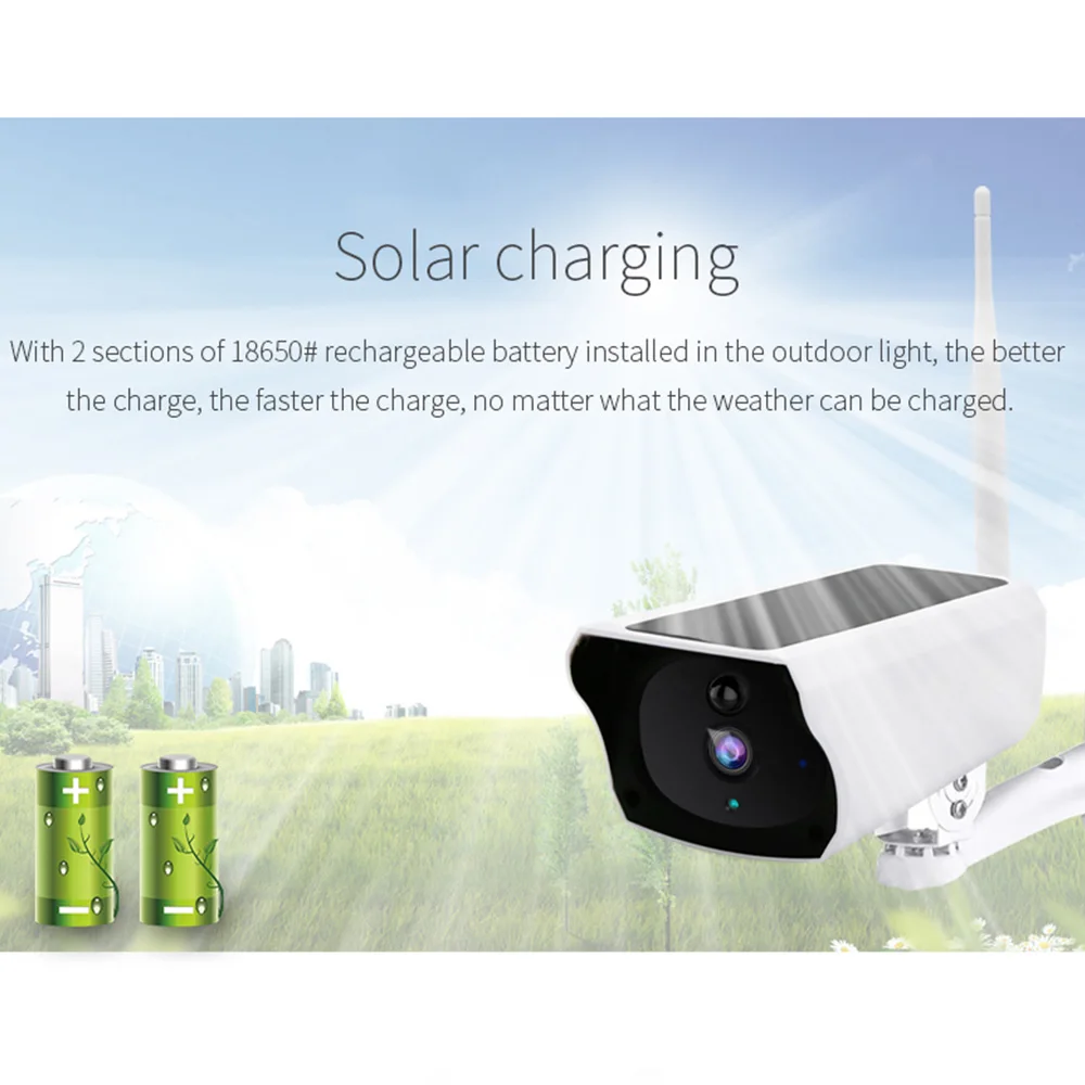 1080P Solar IP Camera 2MP Wireless Wi-fi Security Surveillance Waterproof Outdoor Camera Solar Power HD Cam Camera
1080P Solar IP Camera 2MP Wireless Wi-fi Security Surveillance Waterproof Outdoor Camera Solar Power HD Cam Camera