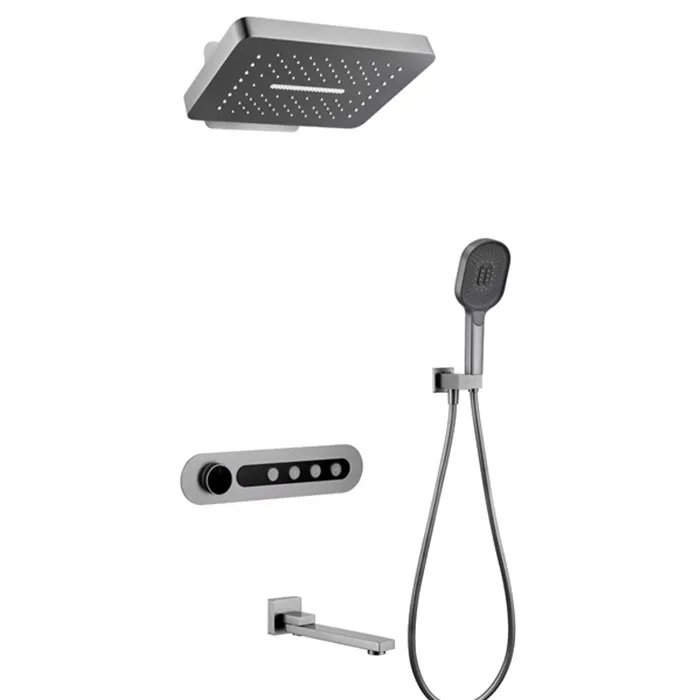 Gunmetal Grey Термостатическая душевая система Набор температуры Цифровой дисплей Водопад Душевая система Дождевой душ для ванной комнаты
Gunmetal Grey Термостатическая душевая система Набор температуры Цифровой дисплей Водопад Душевая система Дождевой душ для ванной комнаты