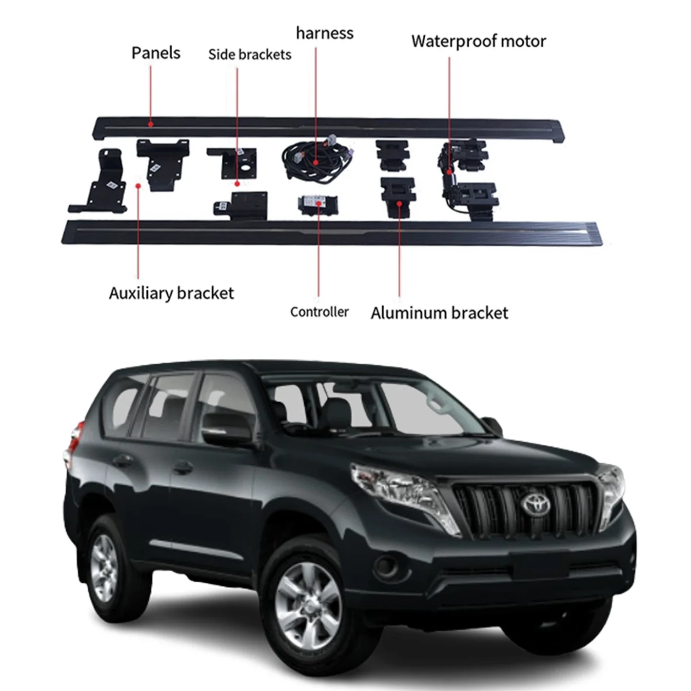 Automatic Electric Power Side Step Running Board for Toyota Prado 2010-2017 with side skirts
Automatic Electric Power Side Step Running Board for Toyota Prado 2010-2017 with side skirts