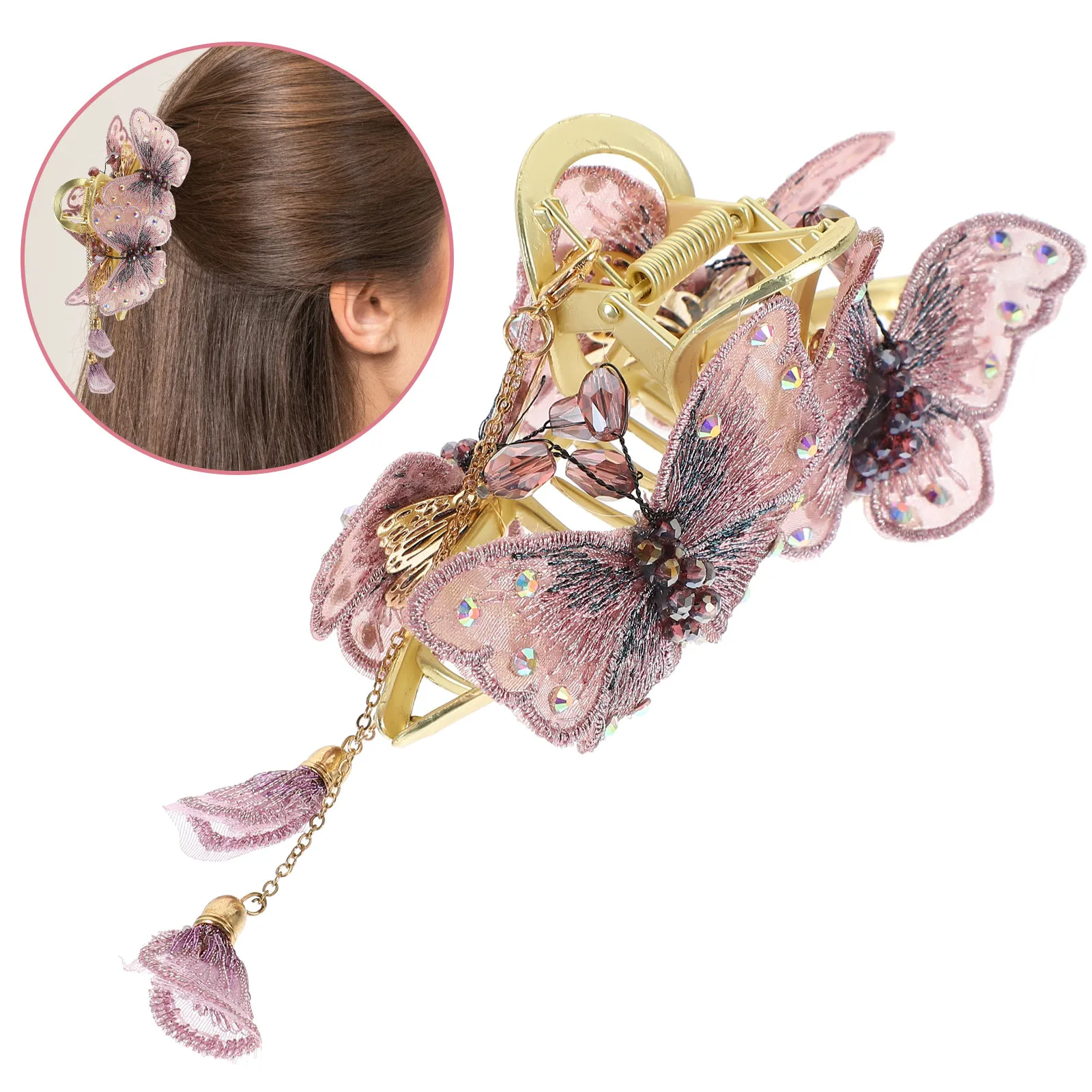Tassel Butterfly Hair Clip Women Premium Alloy Metal Hairpin Easy Wear No Damage to Hair Fashion Decorative Clip for Teens
Tassel Butterfly Hair Clip Women Premium Alloy Metal Hairpin Easy Wear No Damage to Hair Fashion Decorative Clip for Teens