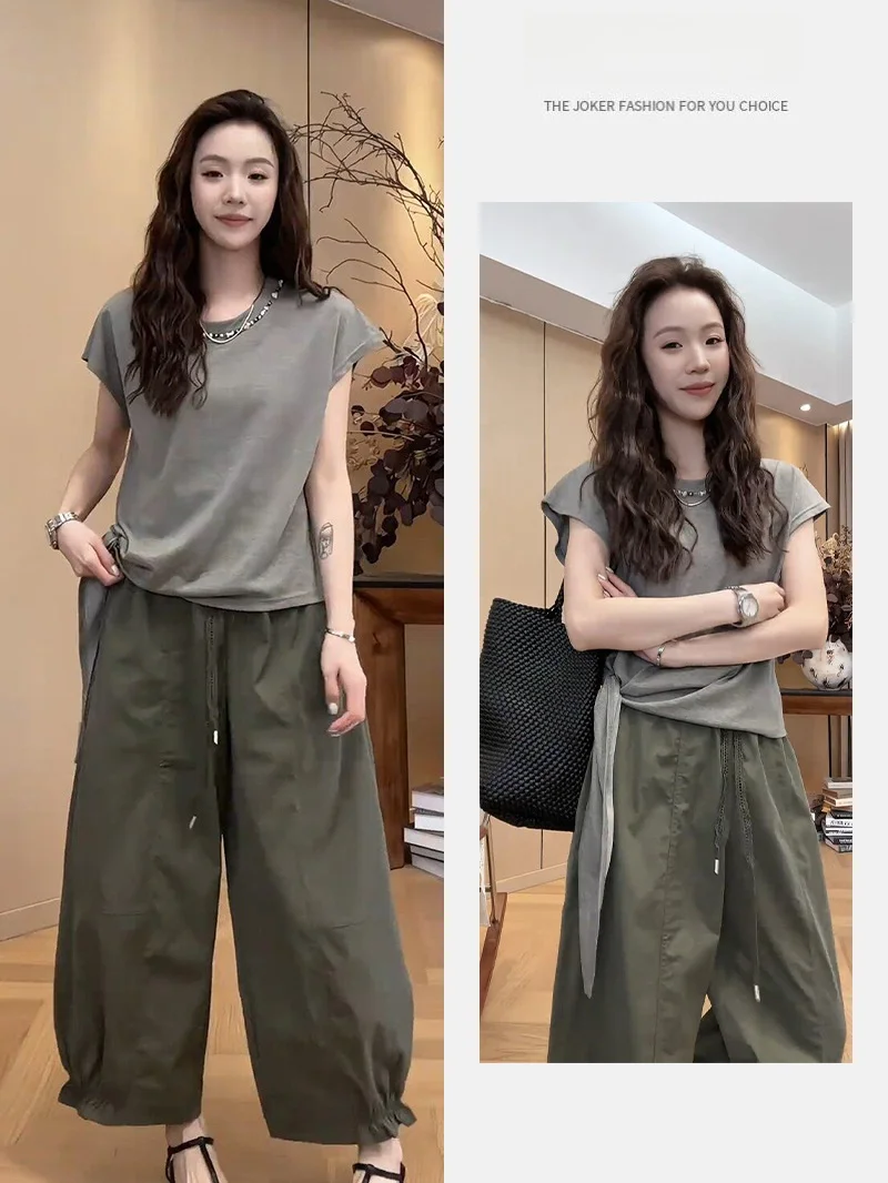 Summer 2026 High Waist Casual Pants with Waistband Design Hip Concealing Two-Piece Set Trendy And Casual Women's Fashion
Summer 2026 High Waist Casual Pants with Waistband Design Hip Concealing Two-Piece Set Trendy And Casual Women's Fashion