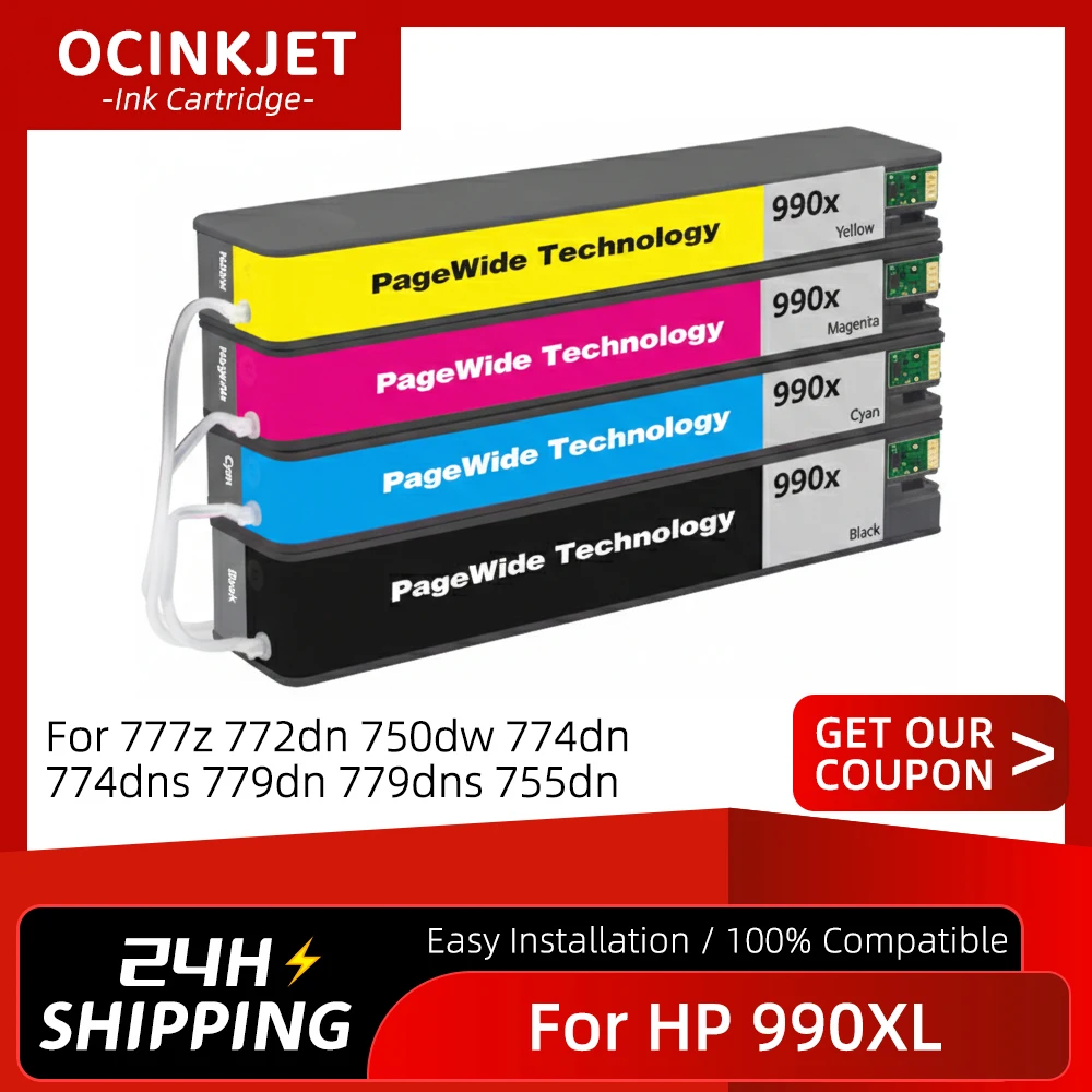 For Hp 990x Full Ink Cartridges Compatible For PageWide 755dn MFP 774dn MFP 774dns E75160dn Printer With Pigment Ink and Chip
For Hp 990x Full Ink Cartridges Compatible For PageWide 755dn MFP 774dn MFP 774dns E75160dn Printer With Pigment Ink and Chip