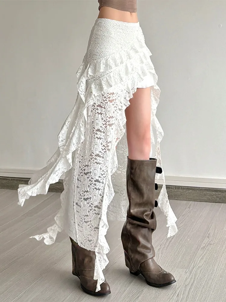 Sexy Lace Trim High Waist Slimming Asymmetrical f-length Skirt Korean Sle Commute Hollow out Bloomer ort Skirt
Sexy Lace Trim High Waist Slimming Asymmetrical f-length Skirt Korean Sle Commute Hollow out Bloomer ort Skirt