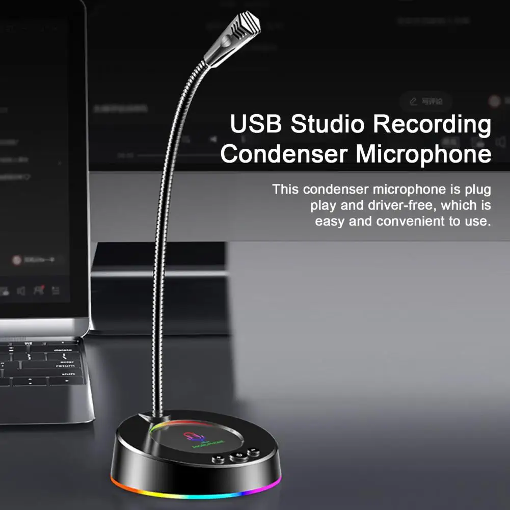 Desk Microphone Great Clear Sound Quality Plug Play USB Studio Recording Condenser Microphone for Live Show
Desk Microphone Great Clear Sound Quality Plug Play USB Studio Recording Condenser Microphone for Live Show