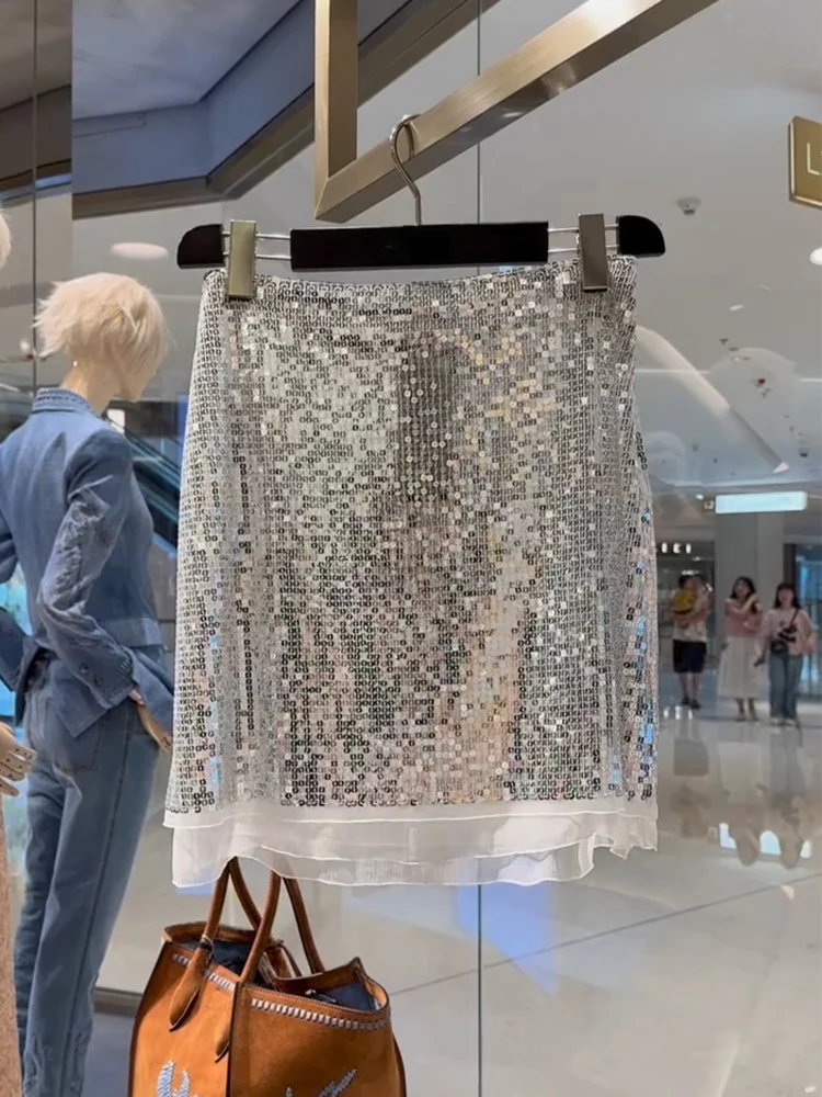 Shuya Fashion Sequin Skirt Women's Summer New Style Short Splice Brightening Elegant Lady-like Feeling Half-length Skirt
Shuya Fashion Sequin Skirt Women's Summer New Style Short Splice Brightening Elegant Lady-like Feeling Half-length Skirt