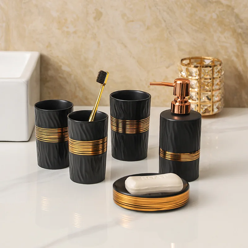 Ceramic wash set, mouthwash cup four-piece set, bathroom brushing cup, light luxury hotel bathroom wash five-piece set
Ceramic wash set, mouthwash cup four-piece set, bathroom brushing cup, light luxury hotel bathroom wash five-piece set