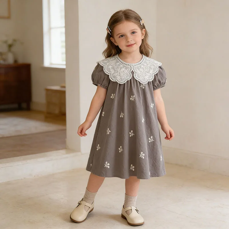 Hot Sale Girls Summer Cotton Dress Lace Collar Short Sleeve Embroidered Princess Dress Children's Fashionable Baby Girl Skirt
Hot Sale Girls Summer Cotton Dress Lace Collar Short Sleeve Embroidered Princess Dress Children's Fashionable Baby Girl Skirt
