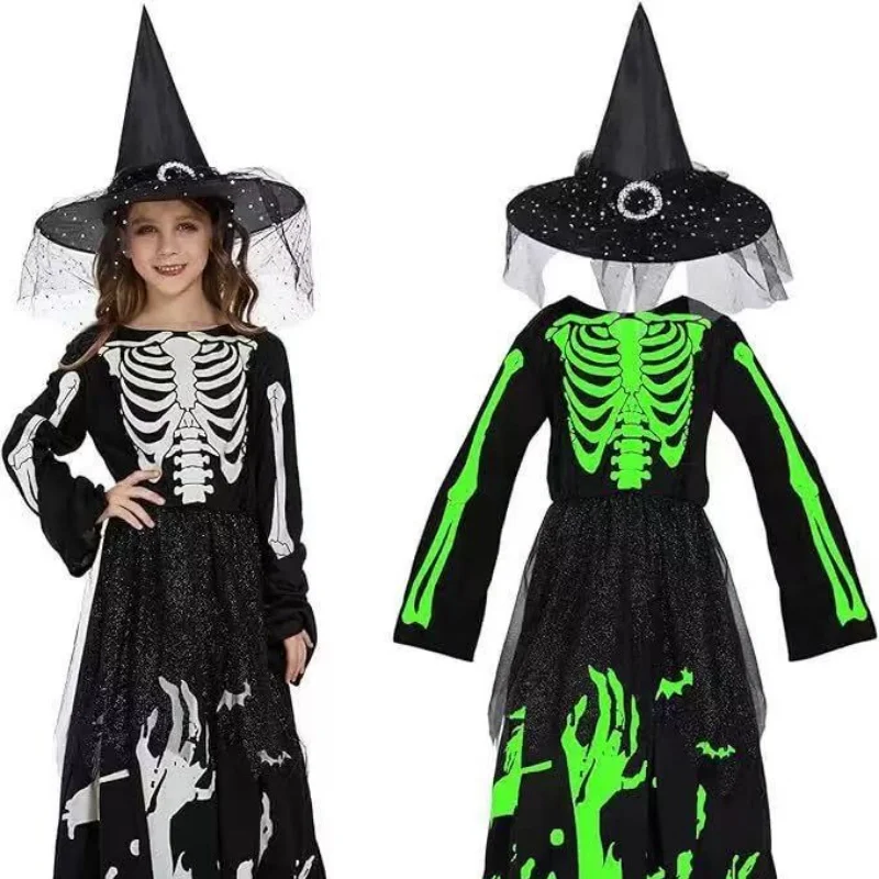 Luminous Halloween Skeleton Costume for Girls Night Glow Death God Skeleton Outfit for Girls Halloween Party Cosplay Dress up
Luminous Halloween Skeleton Costume for Girls Night Glow Death God Skeleton Outfit for Girls Halloween Party Cosplay Dress up