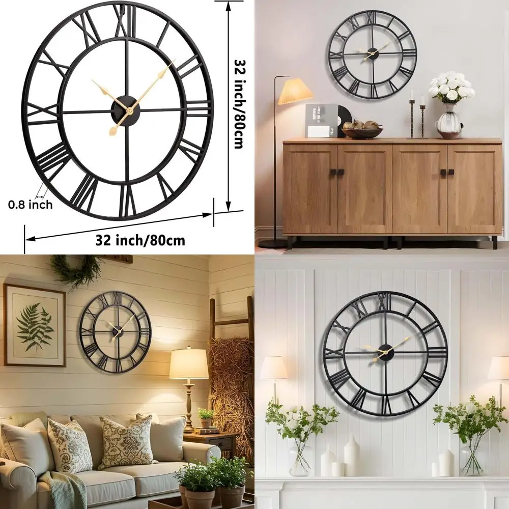 32 Large Roman Numeral Metal Wall Clock - Silent, Non-Ticking, Battery-Powered for Home Decor
32 Large Roman Numeral Metal Wall Clock - Silent, Non-Ticking, Battery-Powered for Home Decor