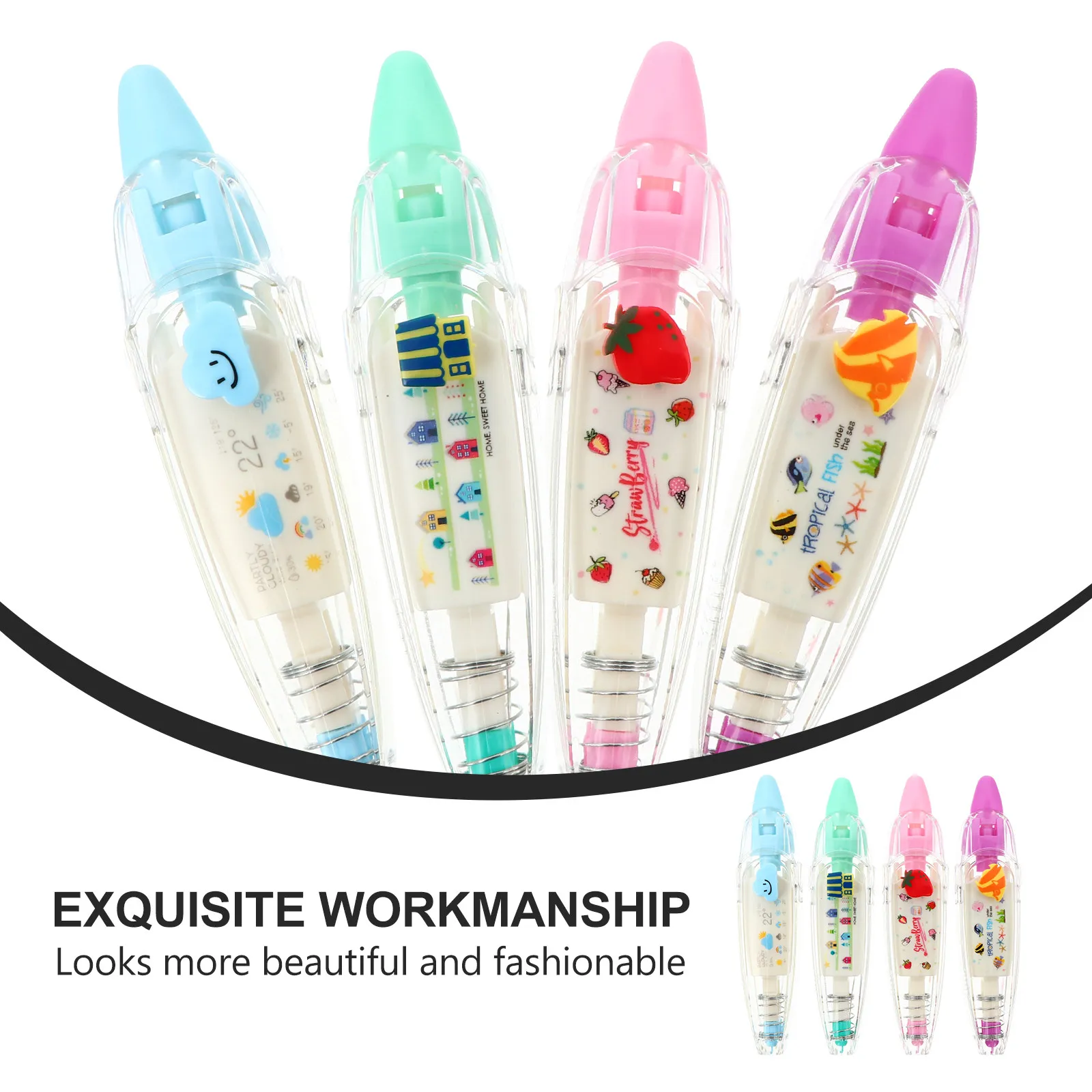 Набор из 4 корректирующих лент-диспенсеров с милым мультяшным дизайном, непрозрачные, для плавного письма, канцелярские принадлежности для школы, офиса, DIY
Набор из 4 корректирующих лент-диспенсеров с милым мультяшным дизайном, непрозрачные, для плавного письма, канцелярские принадлежности для школы, офиса, DIY