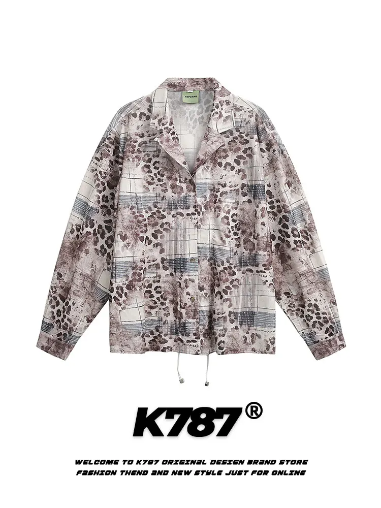 K787 American Retro Leopard Print Long Sve irt Men's Women's Belted Street Sle Spring Faion Casual Loose Fit irt
K787 American Retro Leopard Print Long Sve irt Men's Women's Belted Street Sle Spring Faion Casual Loose Fit irt