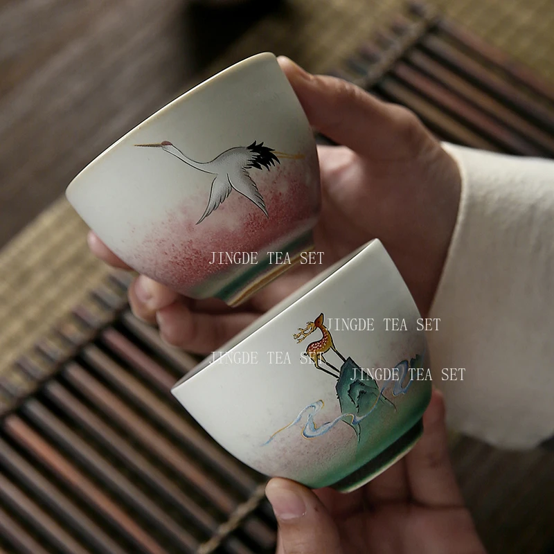 Чайная чашка для заваривания чая, керамическая одинарная чайная чашка, бытовой китайский журавль, чашка для гостей, посуда для питья, аксессуары для чайной церемонии
Чайная чашка для заваривания чая, керамическая одинарная чайная чашка, бытовой китайский журавль, чашка для гостей, посуда для питья, аксессуары для чайной церемонии