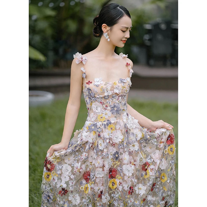 French Flower Evening Dress 2025 New High-Grade Strap Bride Appreciation Dinner Engagement Summer
French Flower Evening Dress 2025 New High-Grade Strap Bride Appreciation Dinner Engagement Summer
