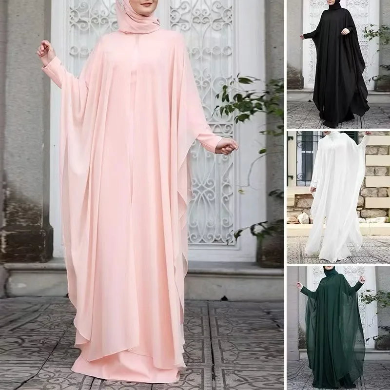 2025 Spring and Autumn New Muslim Two Piece Bat Sleeve Loose Round Neck Dress Robe Abaya Ramadan Dubai Luxury Islam Elegant
2025 Spring and Autumn New Muslim Two Piece Bat Sleeve Loose Round Neck Dress Robe Abaya Ramadan Dubai Luxury Islam Elegant