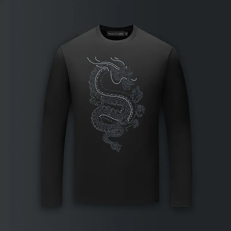 Plus Size Mercerized Cotton T Shirts Men Top Fashion Streetwear Dragon Rhinestones O Neck Long Sleeve Slim Tshirts Mens Clothing
Plus Size Mercerized Cotton T Shirts Men Top Fashion Streetwear Dragon Rhinestones O Neck Long Sleeve Slim Tshirts Mens Clothing