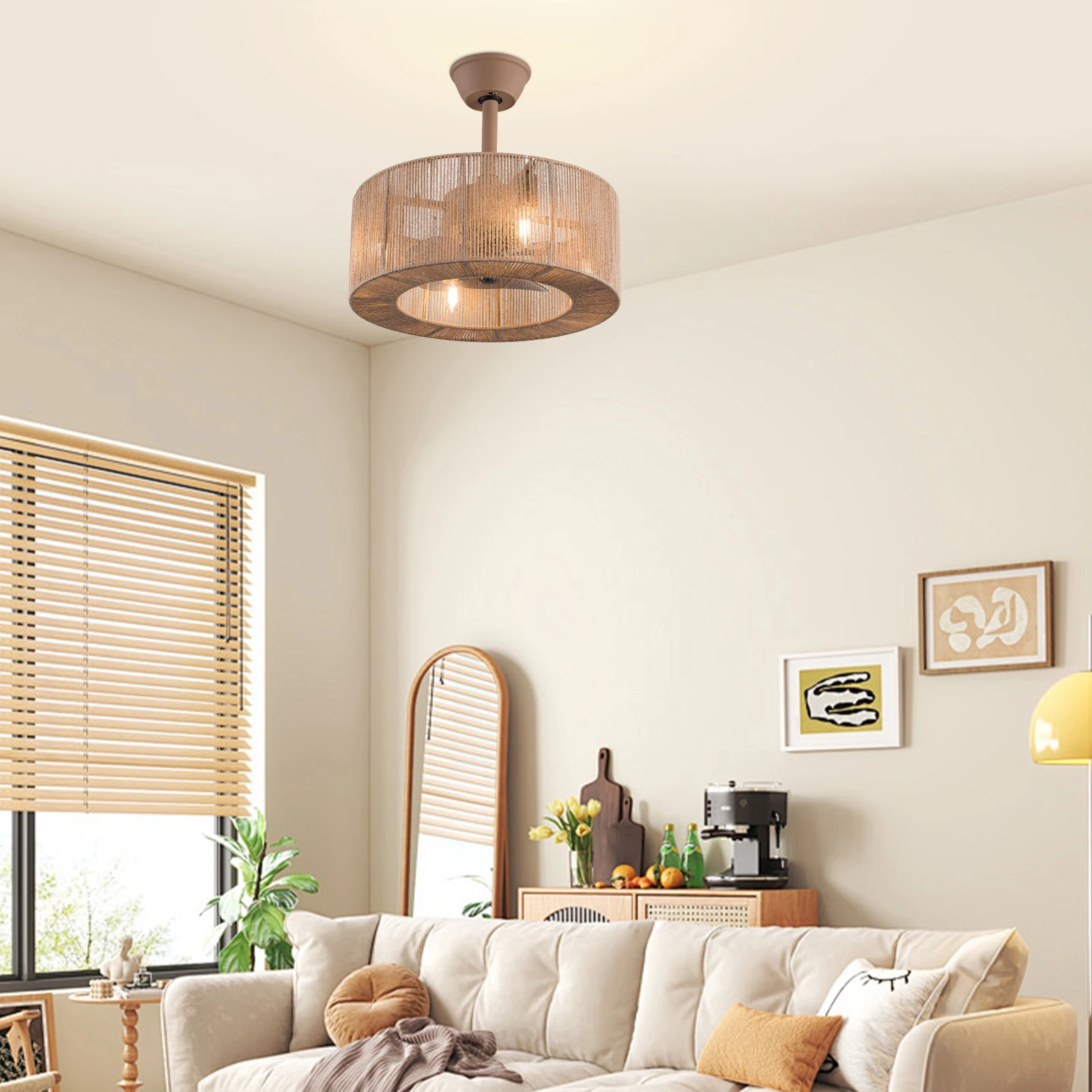 Braided Rope Lantern Ceiling Fan Lamp Southeast Asian Style Invisible Semi Flush Mount Fan Light with Remote 3Speed Adjustable
Braided Rope Lantern Ceiling Fan Lamp Southeast Asian Style Invisible Semi Flush Mount Fan Light with Remote 3Speed Adjustable