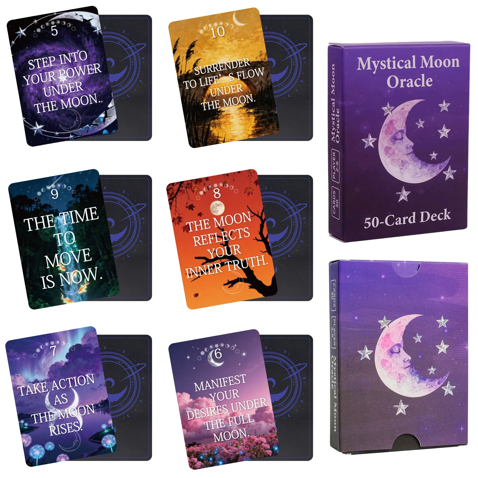 Mystical Moon Oracle Deck - 50 Cards 9*6.7cm for Spiritual Guidance, Manifestation & Moon Phase Rituals
Mystical Moon Oracle Deck - 50 Cards 9*6.7cm for Spiritual Guidance, Manifestation & Moon Phase Rituals
