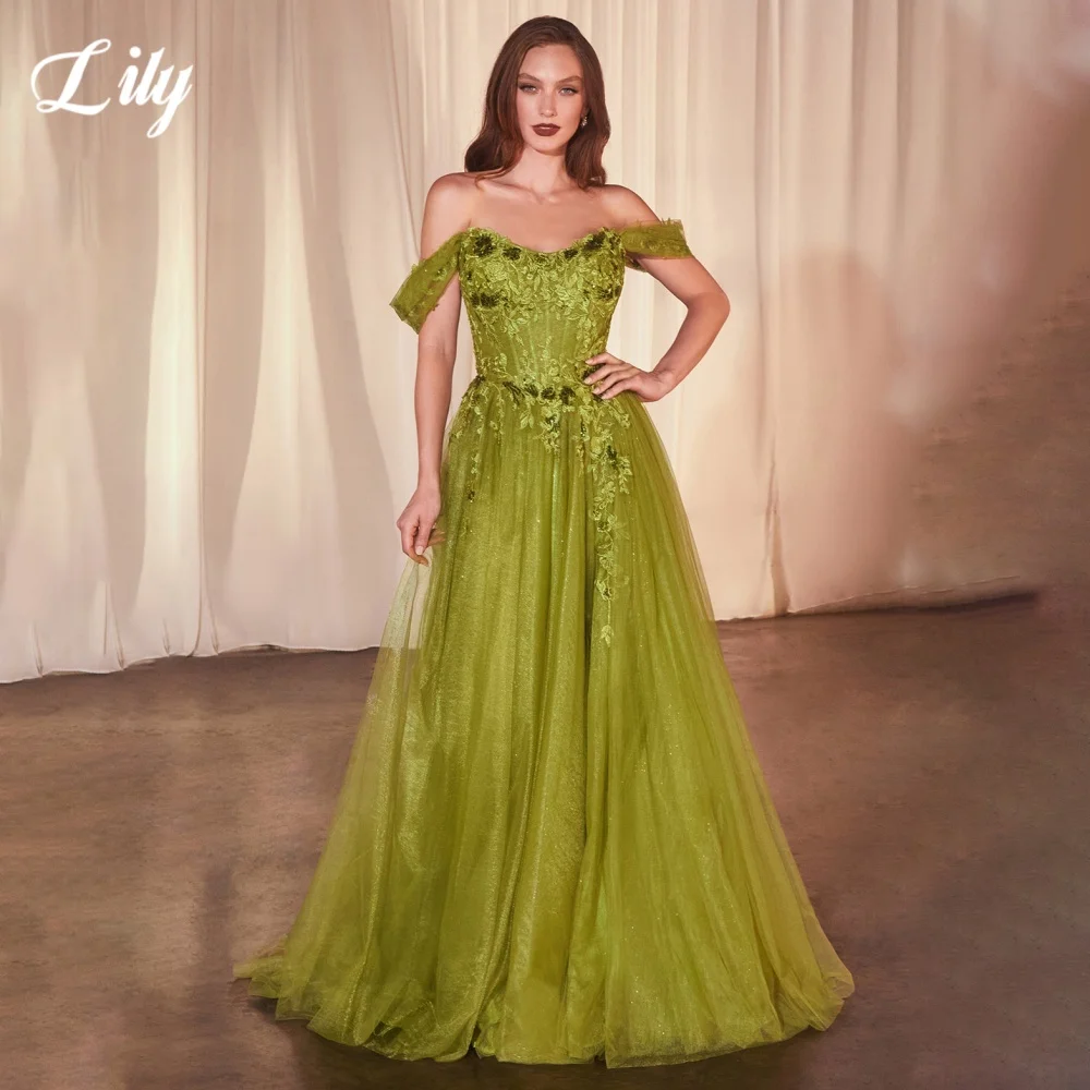 Lily Green Elegant Prom Dresses Sweetheart Off the Shoulder Applique Prom Gown Gorgeous A-Line Formal Gown for Woman Customized
Lily Green Elegant Prom Dresses Sweetheart Off the Shoulder Applique Prom Gown Gorgeous A-Line Formal Gown for Woman Customized