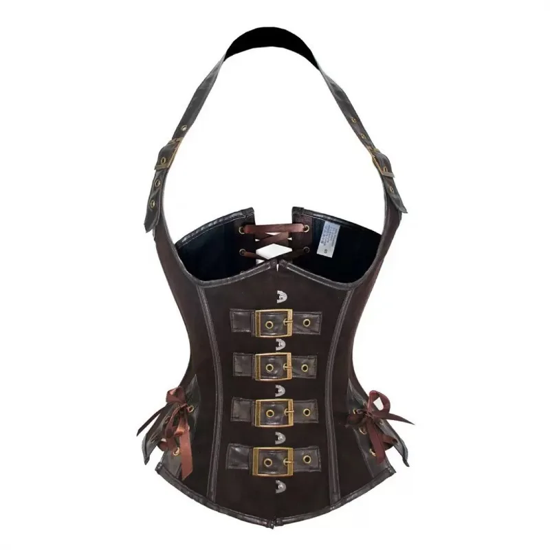 Корсет из искусственной кожи в стиле стимпанк, топ с лямкой на шее, сексуальные бюстье на шнуровке, тонкая талия, корректирующее белье, женский пояс для похудения
Корсет из искусственной кожи в стиле стимпанк, топ с лямкой на шее, сексуальные бюстье на шнуровке, тонкая талия, корректирующее белье, женский пояс для похудения