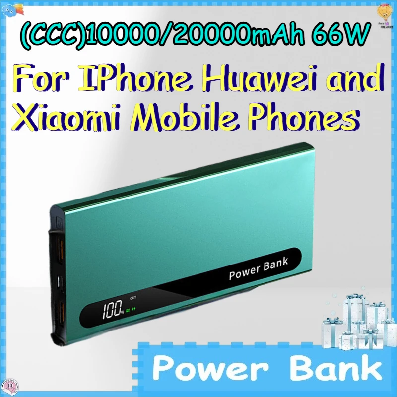 (CCC)10000/20000mAh 66W Power Bank for IPhone Huawei and Xiaomi Mobile Phones Fast Charging Portable PowerBank
(CCC)10000/20000mAh 66W Power Bank for IPhone Huawei and Xiaomi Mobile Phones Fast Charging Portable PowerBank