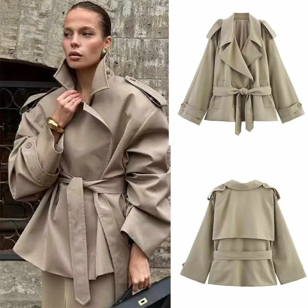 Women Casual Loose Jackets Spring Fashion Chic Lady Streetwear Outwear Autumn Windbreaker Loose Large Collar Belted Women's Coat
Women Casual Loose Jackets Spring Fashion Chic Lady Streetwear Outwear Autumn Windbreaker Loose Large Collar Belted Women's Coat