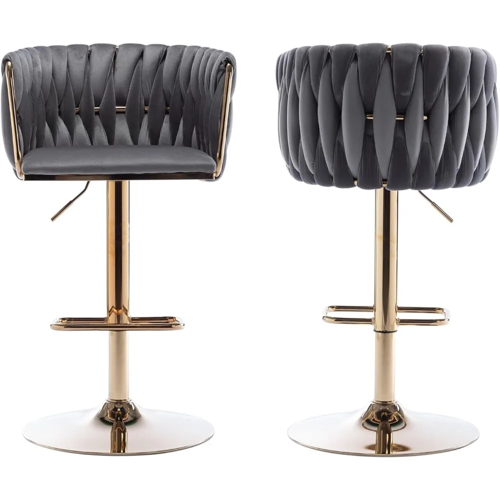 Swivel Bar Stools,Velvet Bar Stools, Adjustable Counter Height Bar Chairs with Woven & Footrest, Luxury Gold Barstools Kitchen
Swivel Bar Stools,Velvet Bar Stools, Adjustable Counter Height Bar Chairs with Woven & Footrest, Luxury Gold Barstools Kitchen