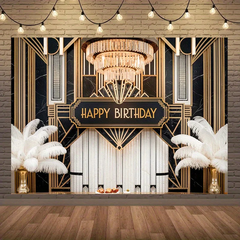 1 Big Gatsby themed birthday background - black and gold Art Deco party decor, party decor supplies
1 Big Gatsby themed birthday background - black and gold Art Deco party decor, party decor supplies