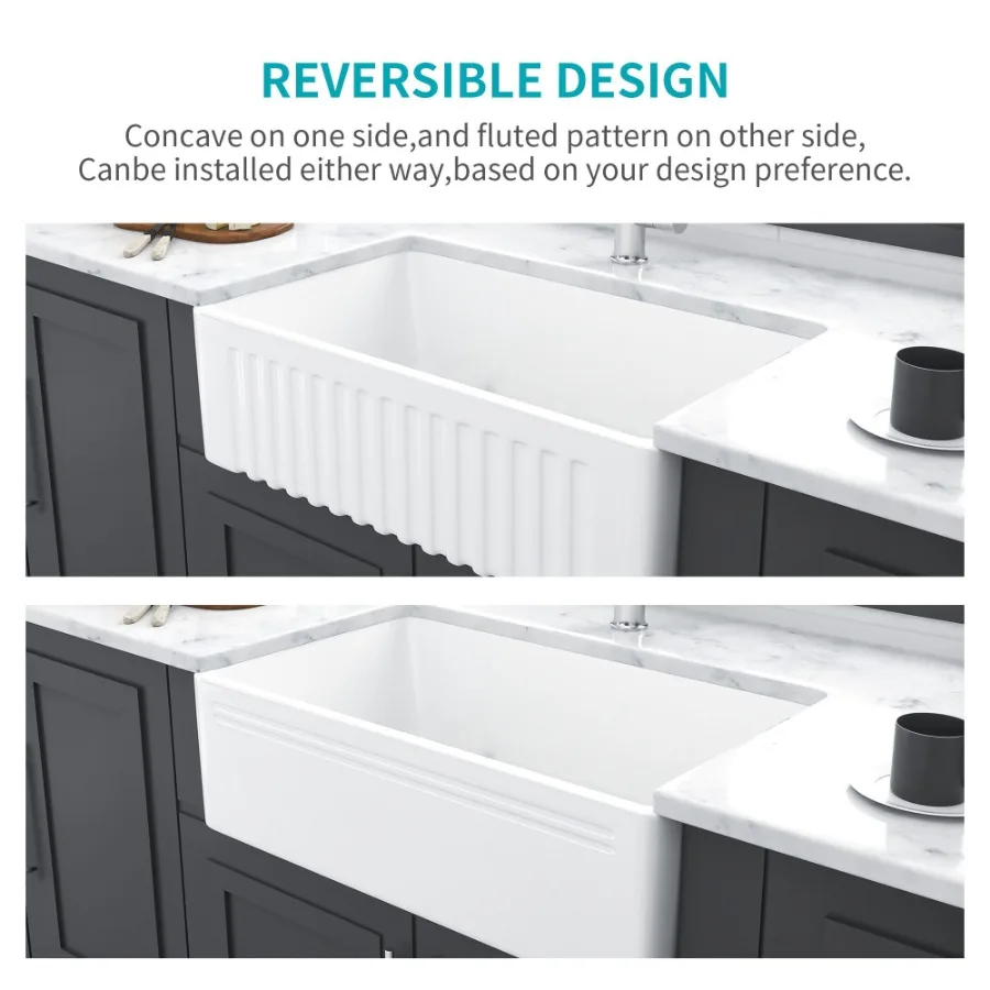 White Farmhouse Sink 30 inch Kitchen Sink Apronfront White Ceramic Reversible Single Bowl Kitchen Farm Sinks
White Farmhouse Sink 30 inch Kitchen Sink Apronfront White Ceramic Reversible Single Bowl Kitchen Farm Sinks