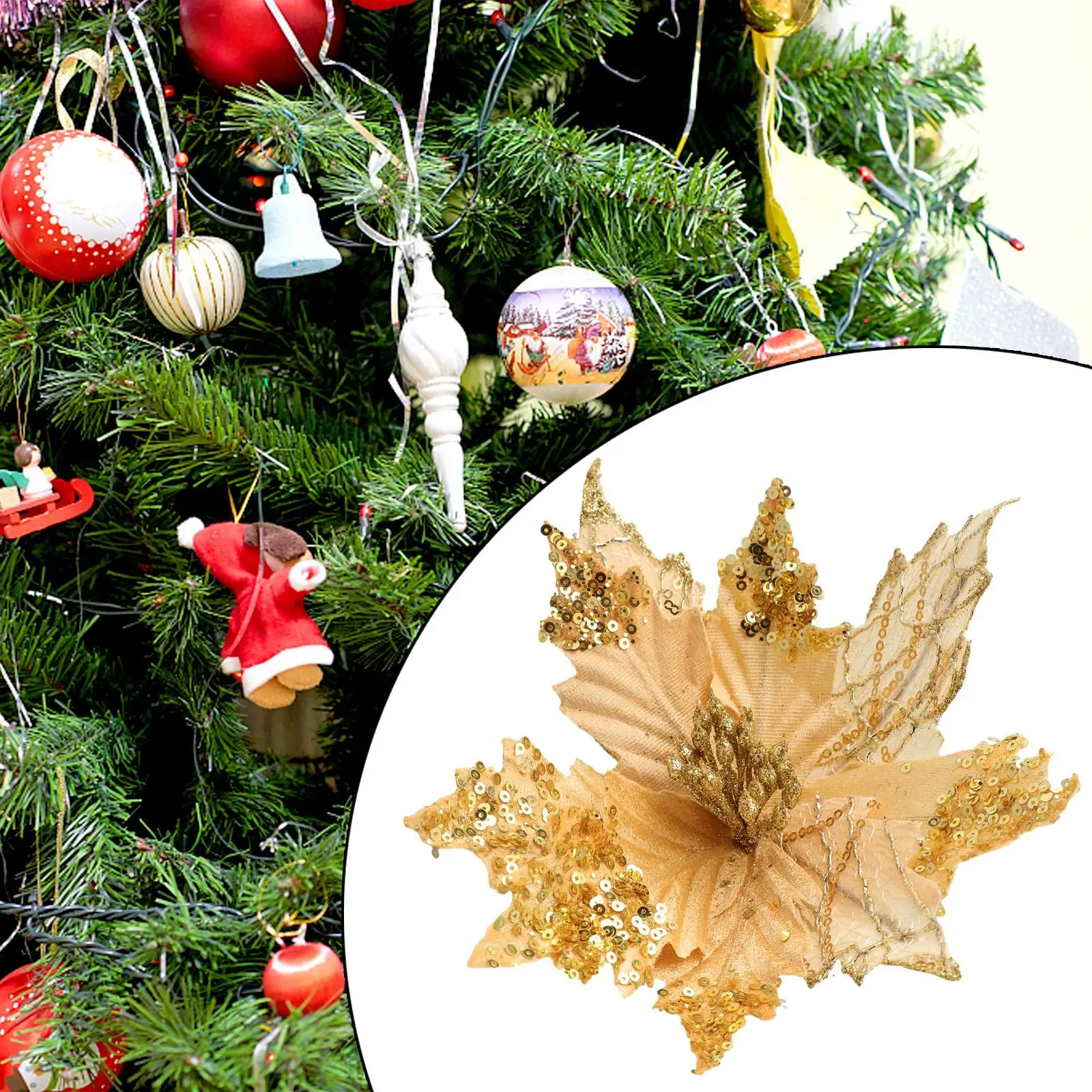 10pcs Christmas Flowers Decorations Artificial Poinsettia Glitter Flowers Xmas Tree Hanging Ornaments Party Holiday Decor
10pcs Christmas Flowers Decorations Artificial Poinsettia Glitter Flowers Xmas Tree Hanging Ornaments Party Holiday Decor